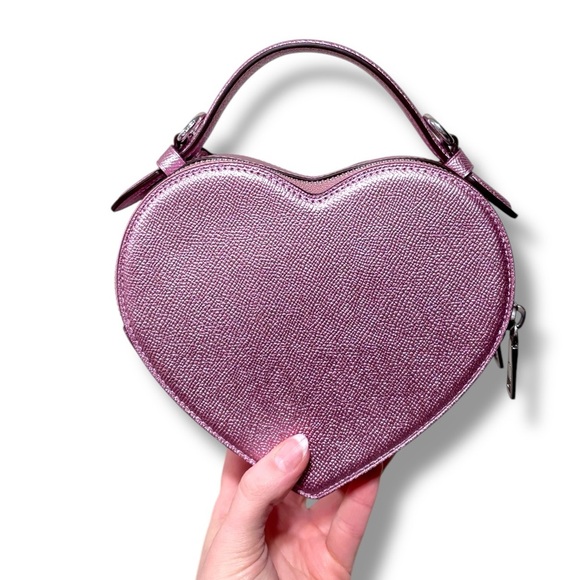 NWT Coach Heart Leather Convertible Crossbody Bag in Pink Lilac Metallic - Picture 10 of 16
